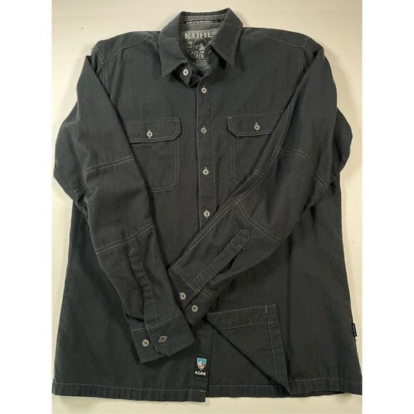 Kuhl Cotton Wool Blend Long Sleeve Button Up Charcoal Grey Men's Size Medium EUC - Picture 4 of 11